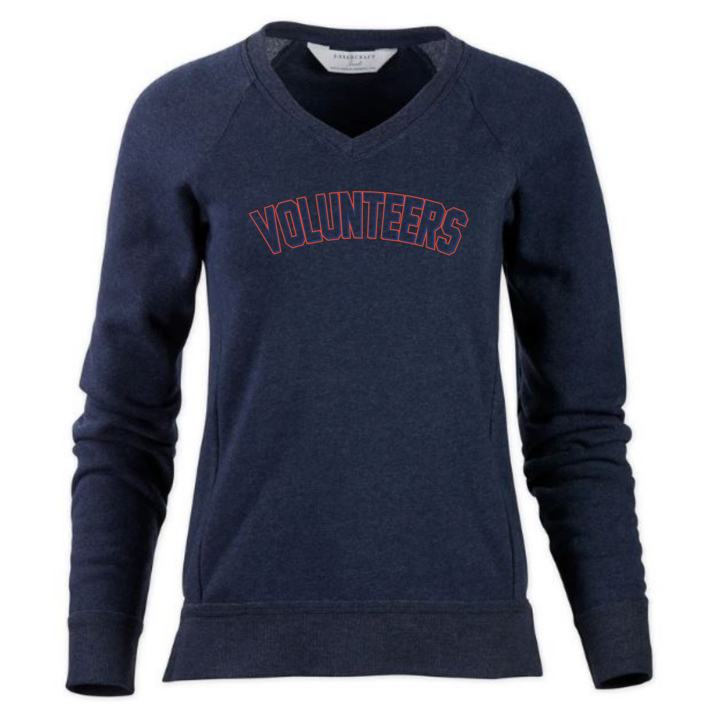 ADULT Ladies Volunteers Outline Travel V-Neck Pullover Sweatshirt