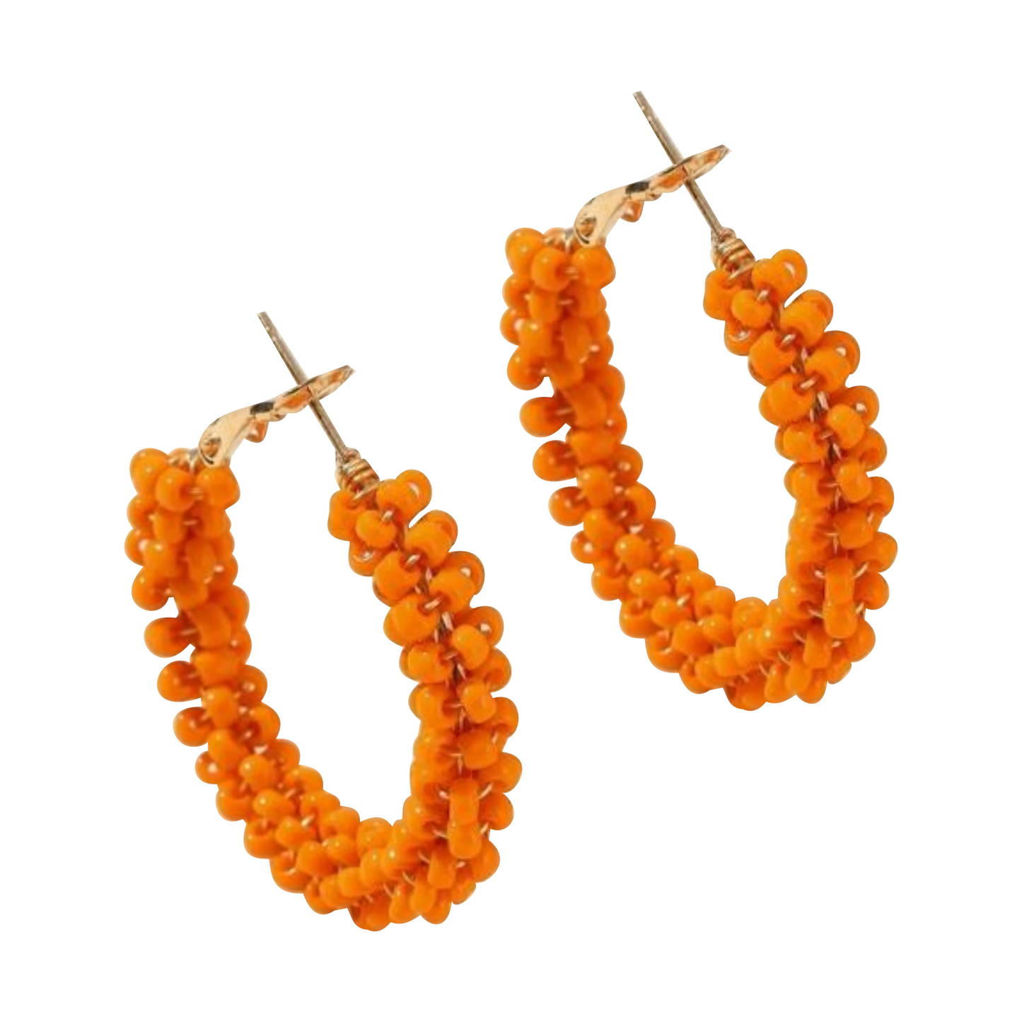 Orange Beaded Hoop Earrings