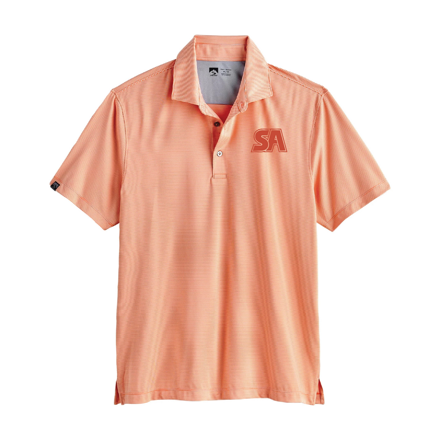 ADULT Men's Optimist Microstripe Short Sleeve Polo - Melon Orange