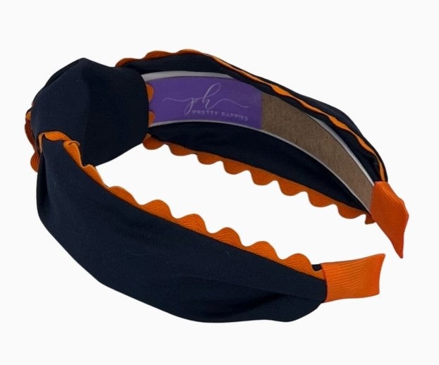 Pretty Happies Orange Scallop on Navy Headband