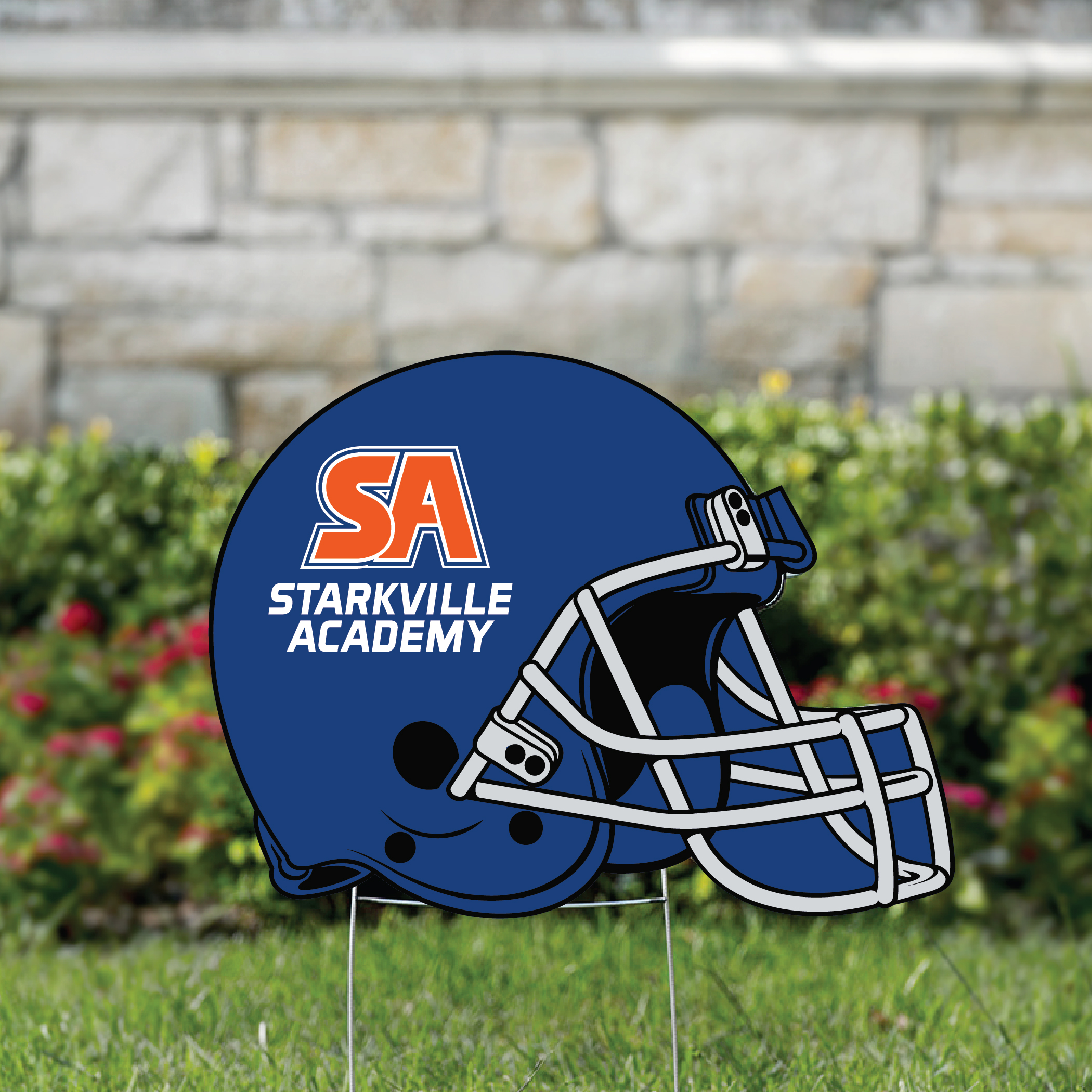 custom football helmet yard sign Davenport Central resistant print Football Helmet Yard Sign
