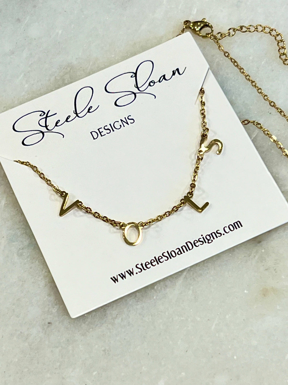 Steele Sloan Designs - VOLS Charm Necklace Gold VOLS Dangle Layer Necklace 