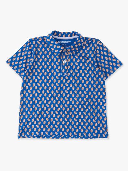 Boys Varsity Blue Football Short Sleeve Performance Polo