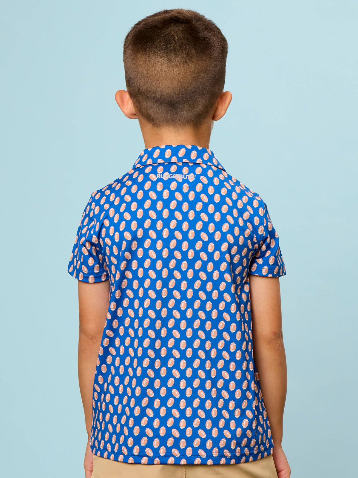 Boys Varsity Blue Football Short Sleeve Performance Polo