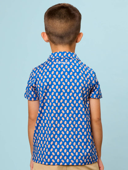 Boys Varsity Blue Football Short Sleeve Performance Polo