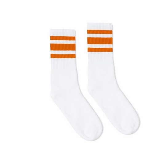 USA-Made Striped Crew Socks - Orange