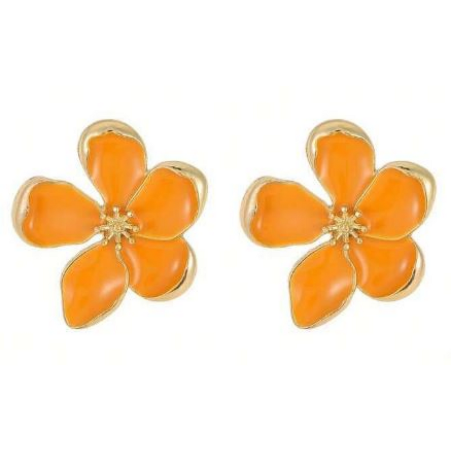 Orange Floral Stud Earrings