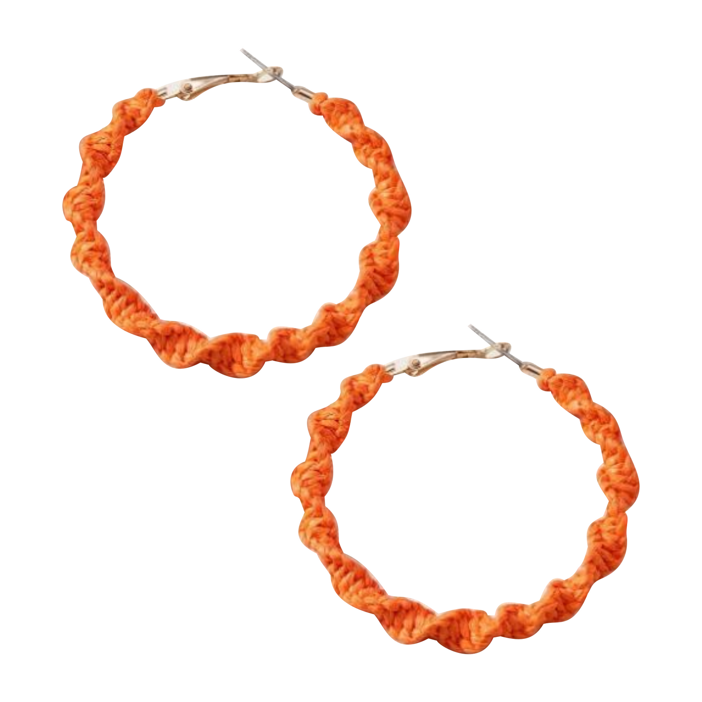 Orange Boho Hand-Woven Thread Earrings