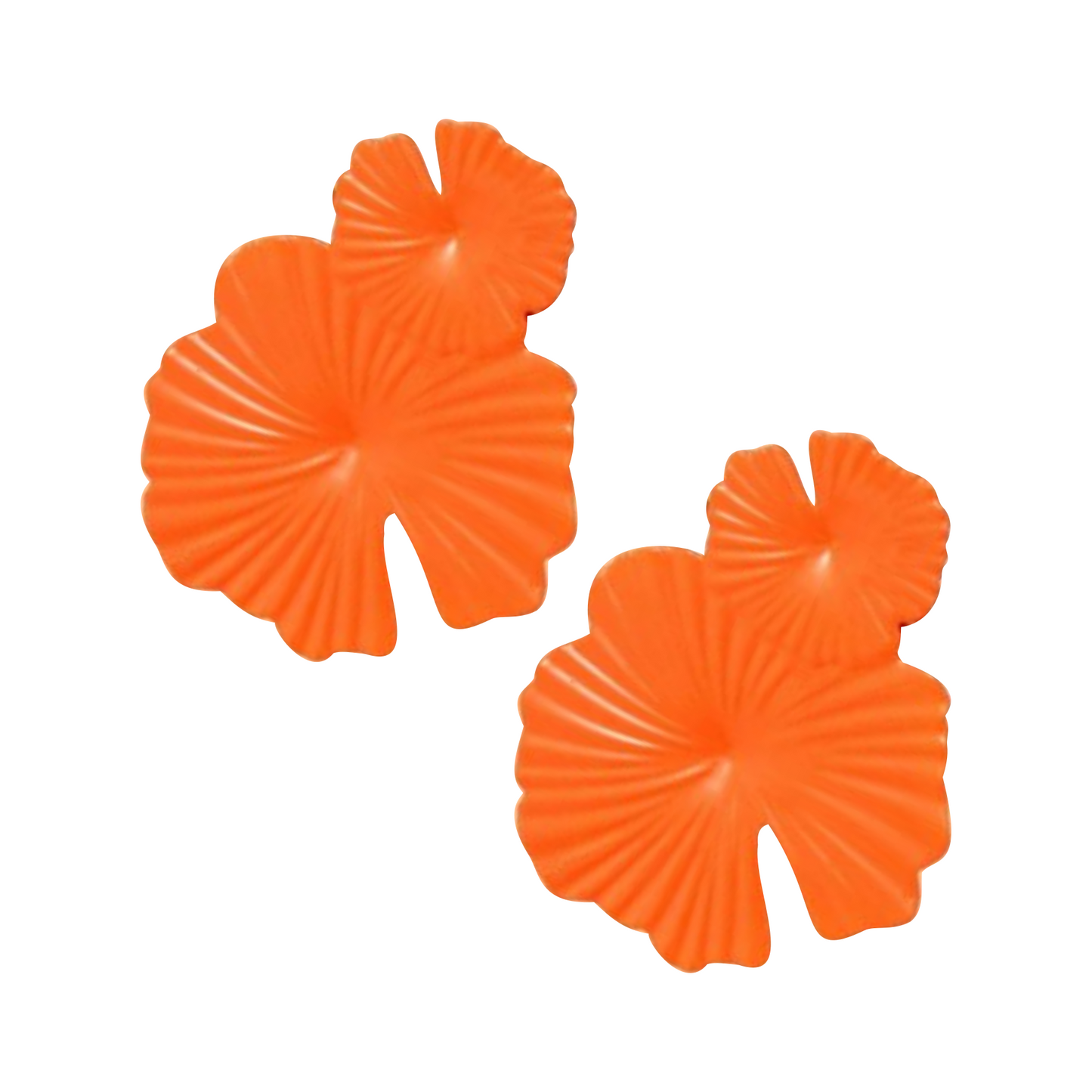 Orange Lotus Leaf Stud Earrings