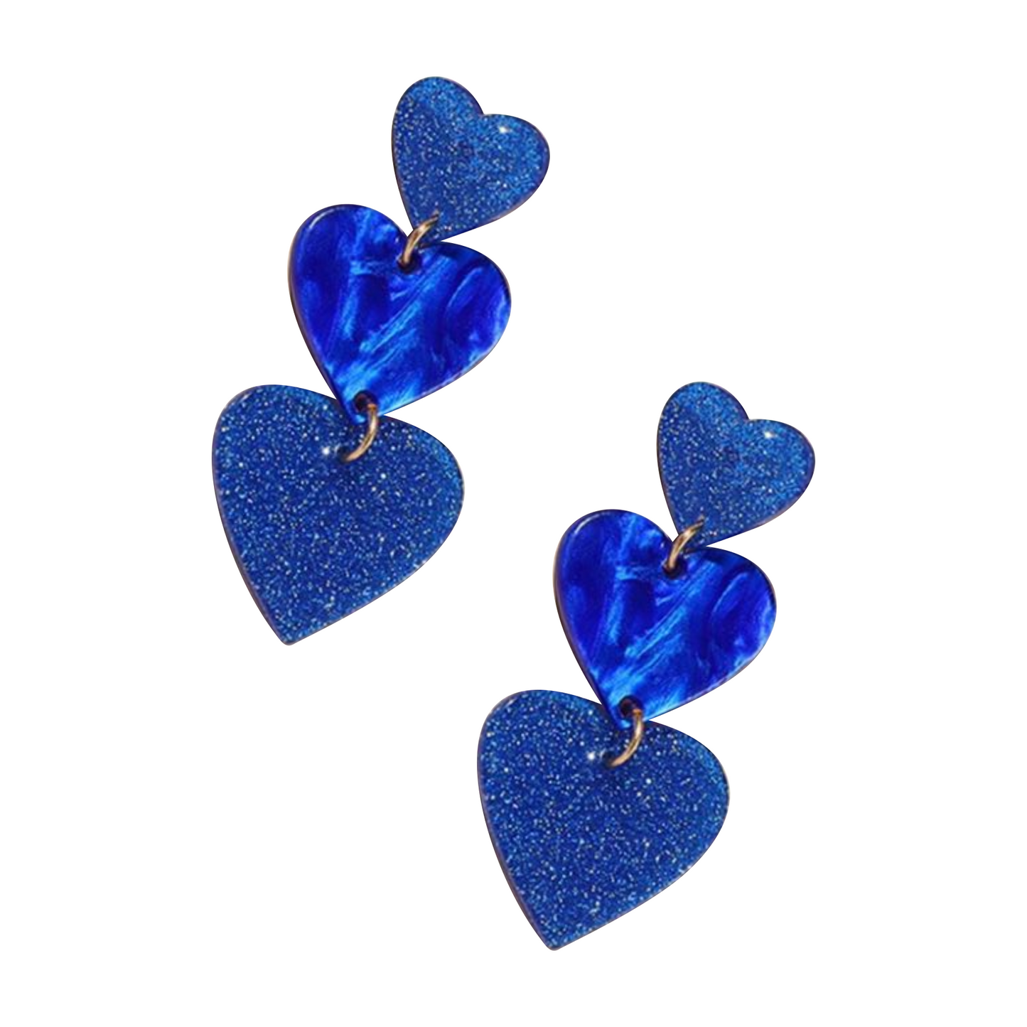 Blue Heart Shaped Dangle Earrings