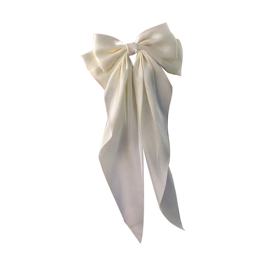 Ivory White Elegant Large Fabric Bow