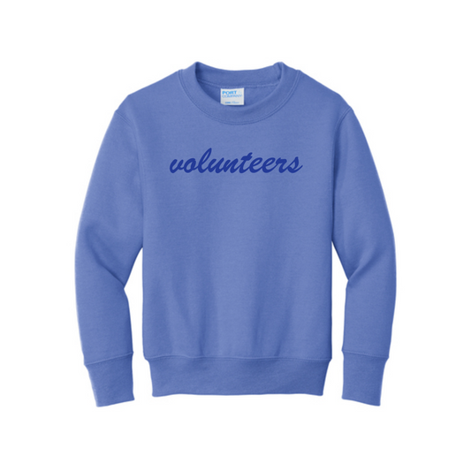 YOUTH Volunteers Script Core Fleece Crewneck Sweatshirt