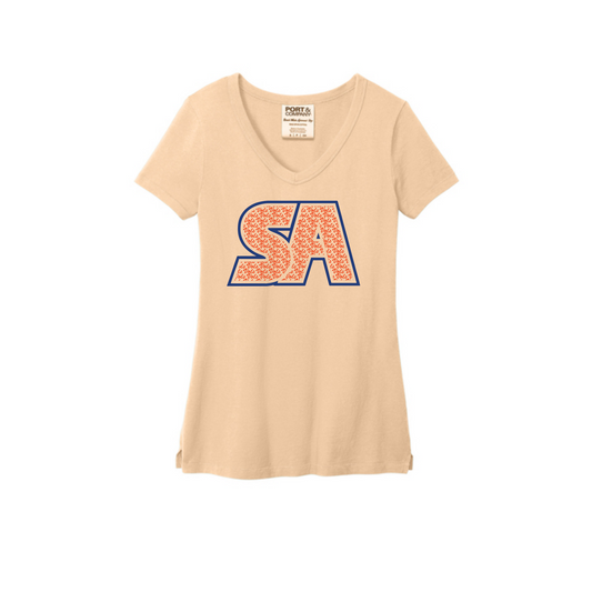 ADULT LADIES Beach Wash Garment-Dyed V-Neck Tee