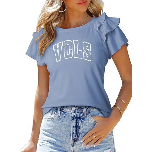 ADULT Ladies Ruffle Sleeve Top T-Shirt