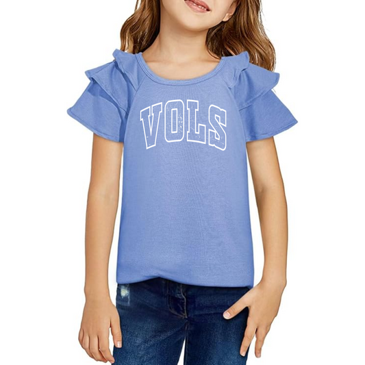 YOUTH Girls Ruffle Sleeve Top T-Shirt