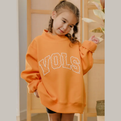 YOUTH Vols Polka Dot Puff Mock Neck Sweatshirt