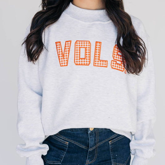 ADULT Ladies Mallory Gingham Mockneck Sweatshirt