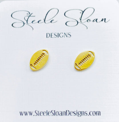Steele Sloan Designs - Football Gold Stud Earrings, Football Gift, Cheerleader